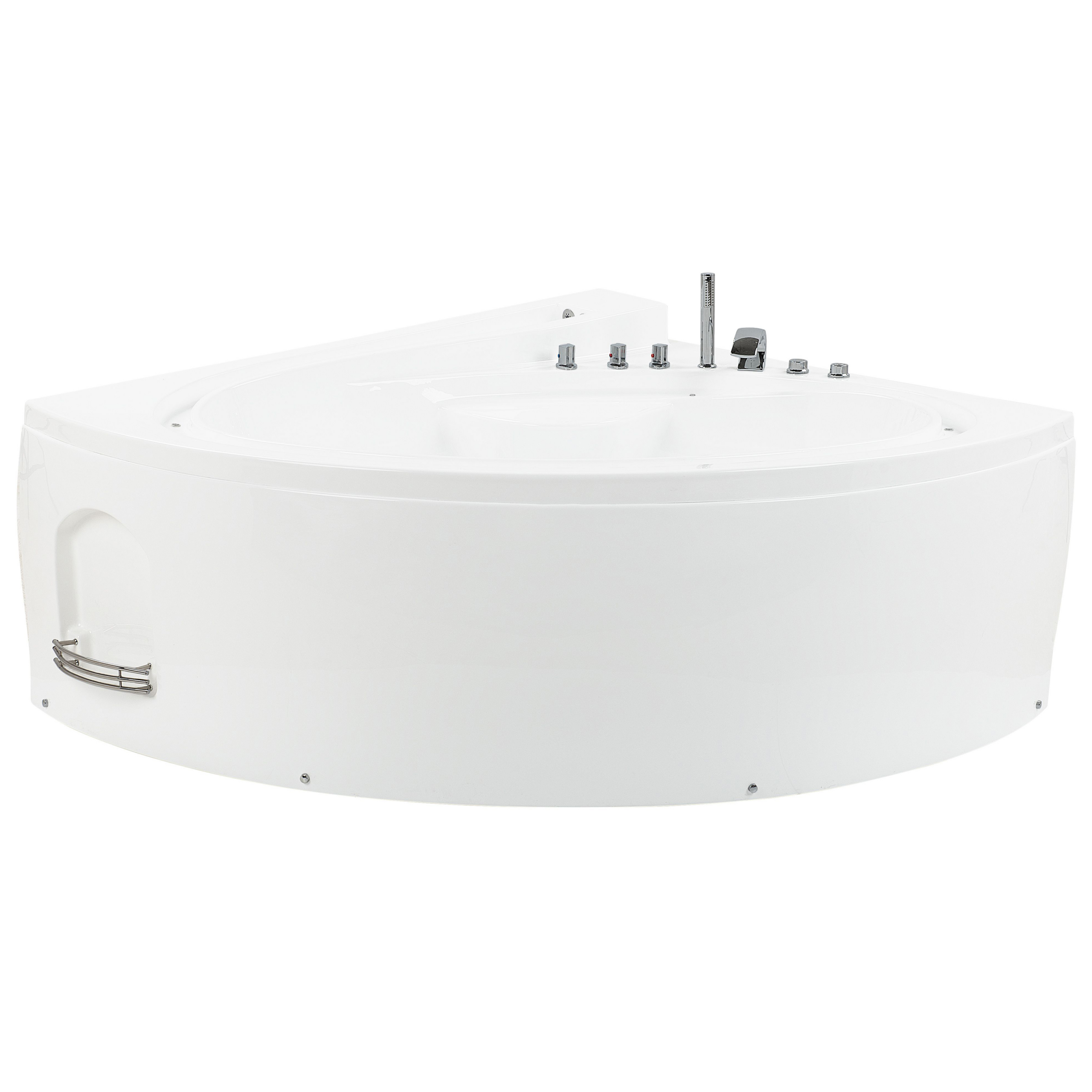 Beliani Whirlpool Bath White Sanitary Acrylic LED Illumination Double 206 x 164 cm Oval Modern Design