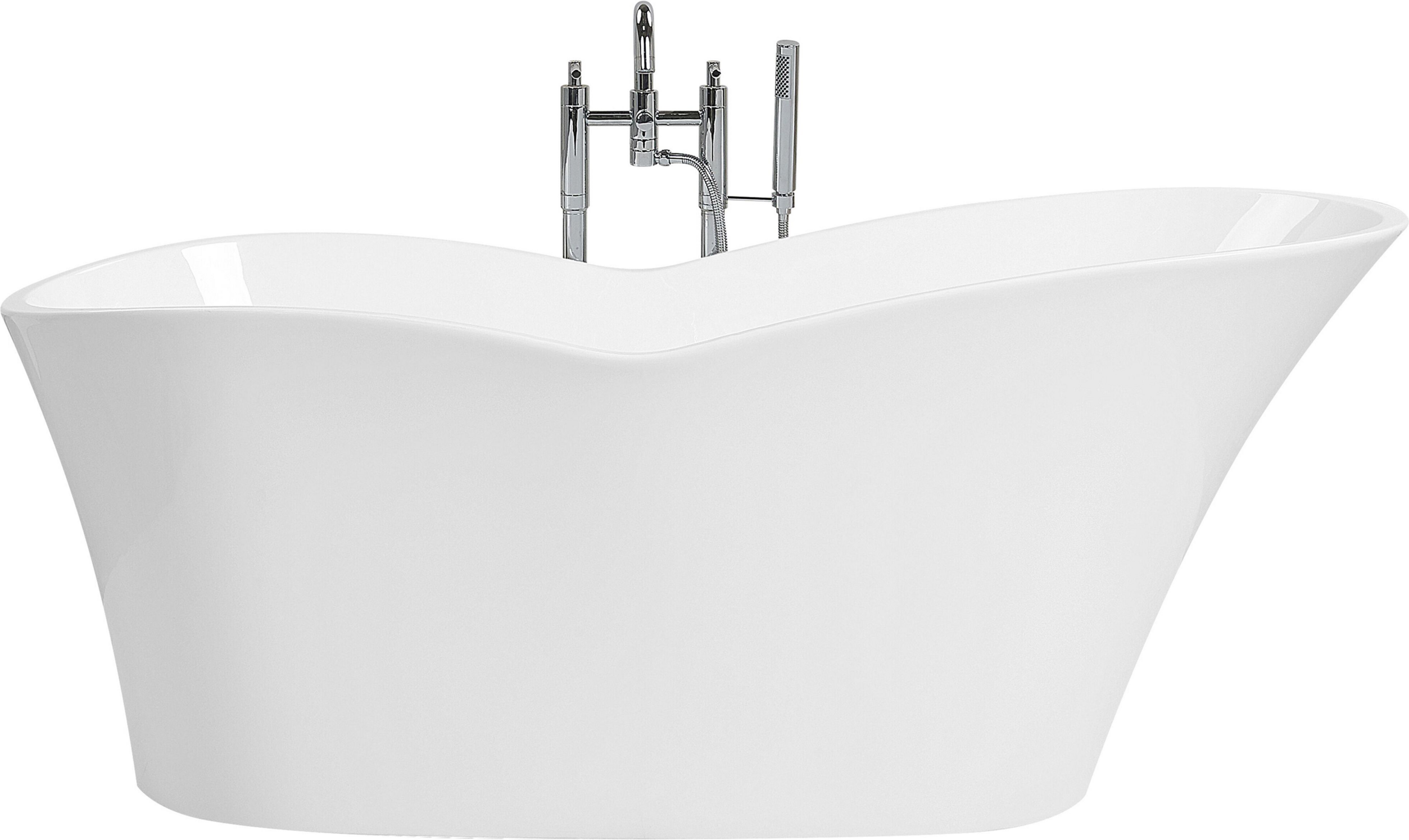 Beliani Freestanding Bath Glossy White Sanitary Acrylic Single Oval Modern Minimalist Design