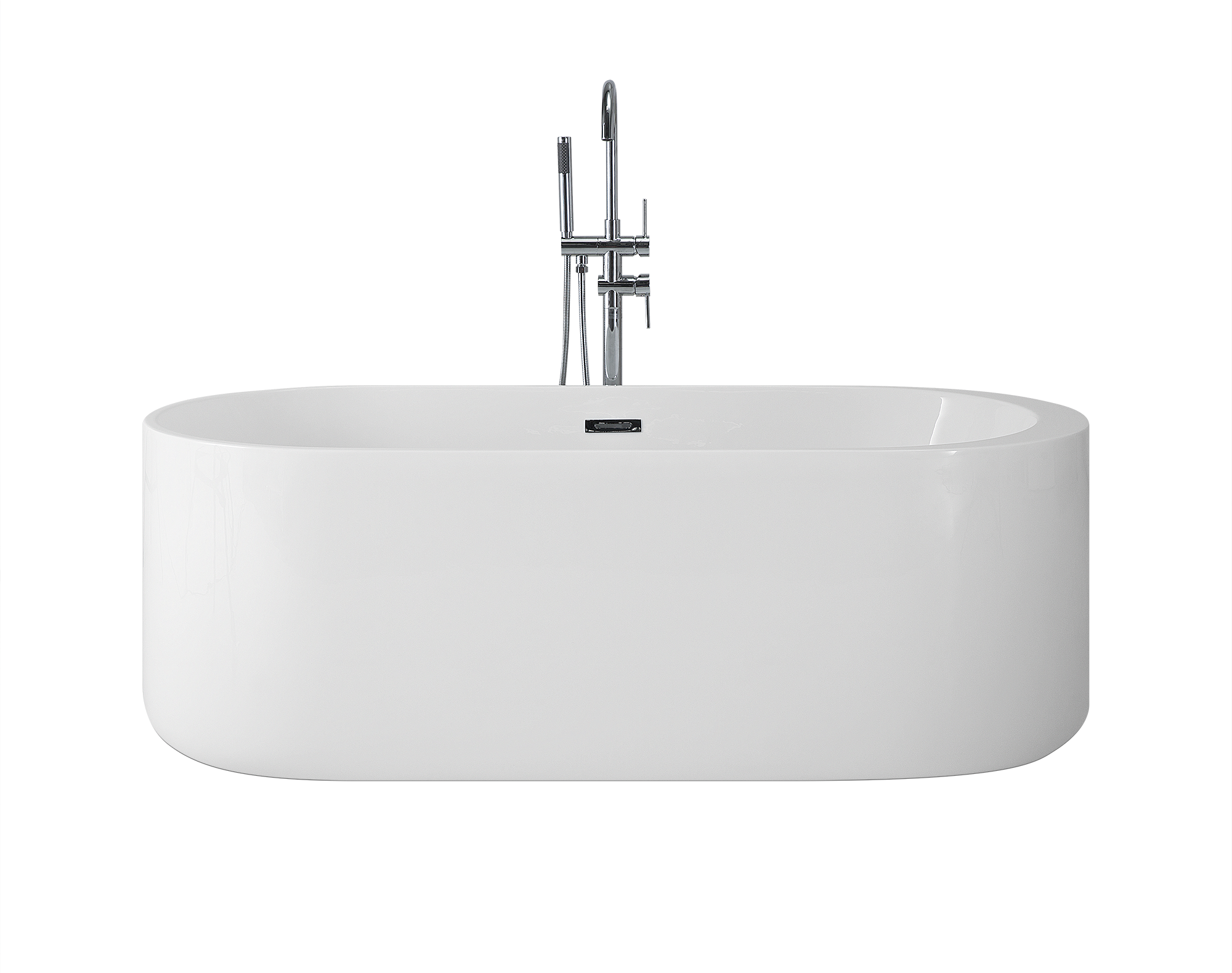 Beliani Freestanding Bath White Sanitary Acrylic Single 160 x 80 cm Oval Modern Style