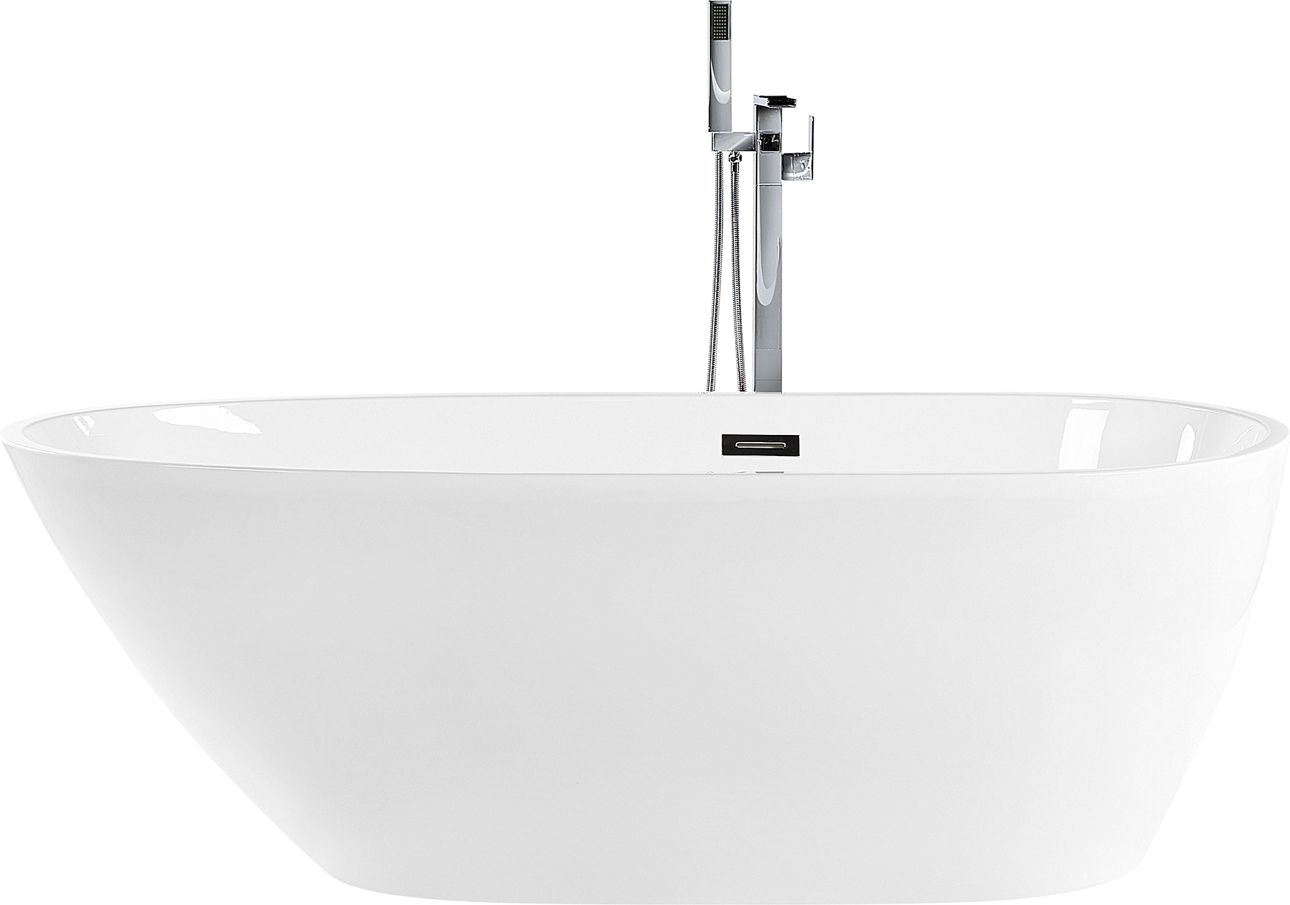 Beliani Freestanding Bath White Sanitary Acrylic Oval Single 170 x 80 cm Modern Design