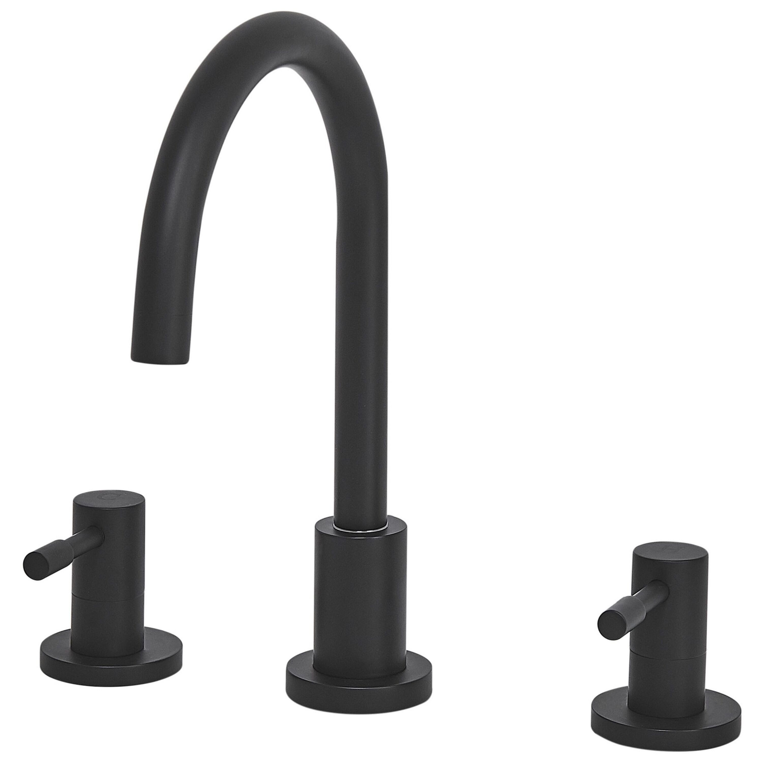 Beliani Basin Mixer Tap Black Matt Brass Two Levers Curved Spout