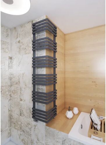 Terma Outcorner Vertical Flat Panel Towel Rail Terma Finish: Grey, Size: 154.5cm H x 30cm W x 9cm D  - Size: 1140cm H X 500cm W X 132cm D