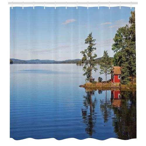 East Urban Home House on a Lake Shower Curtain East Urban Home Size: 240cm H x 175cm W  - Size: 180cm H x 175cm W