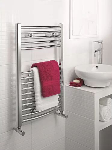 Belfry Heating Phoebe Vertical Curved Towel Rail Belfry Heating Finish: Silver, Size: 117.2cm L x 75cm W x 7cm D  - Size: Large