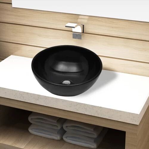 Belfry Bathroom Ernö Ceramic Countertop Basin Belfry Bathroom Basin Finish: Black  - Size: 145cm H X 425cm W X 425cm D