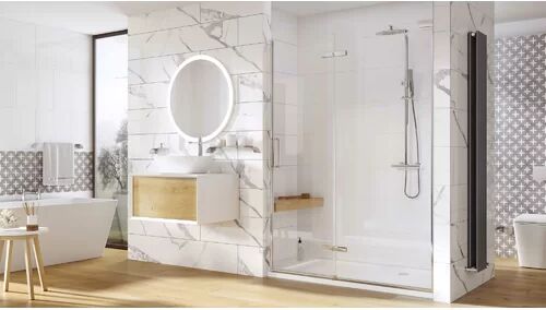 Belfry Bathroom Chisdock Sliding Semi-Frameless Shower Door Belfry Bathroom Size: 200 H X 100 W CM  - Size: 1000mm W x 800mm D