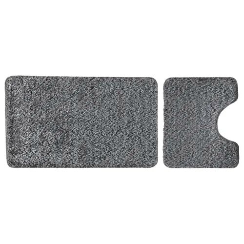 Latitude Run Desplaines 2 Piece Set Bath Rug Latitude Run Colour: Dark Grey  - Size: 100cm H X 60cm W X 1cm D