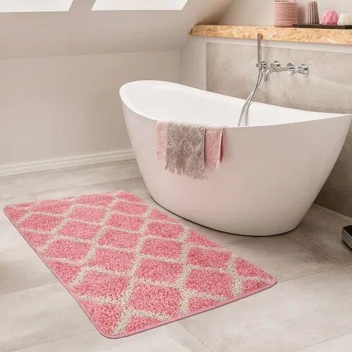 Fairmont Park Degeorge Bath Mat Fairmont Park Size: 80 x 150cm, Colour: Pink and white  - Size: Runner 80 x 300cm