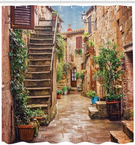 East Urban Home Street with Plants Shower Curtain East Urban Home Size: 180cm H x 175cm W  - Size: 43 cm H x 33 cm W