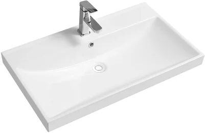 Limoge Ceramic Inset Basin Limoge Size: 16.5 cm H x 80.5 cm W x 46 cm D, Number of Taps: Not Included, Finish: White  - Size: