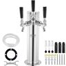 VEVOR Triple Taps Draft Beer Tower Dispenser, Stainless Steel Keg Beer Tower, Kegerator Tower Kit with Pre-Assembled Tubing and Self-Closing Faucet Shanks for Party, Bar, Pub, Restaurant