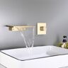 Homary Waterfall Wall Mount Bathroom Sink Faucet Single Knob Solid Brass Brushed Gold
