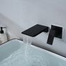 Homary Waterfall Wall Mounted Matte Black Bathroom Sink Faucet Single Handle