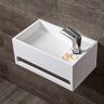 Homary Stone Resin Solid Wall-Hung Bathroom Ramped Sink with Towel Bar in Matte White