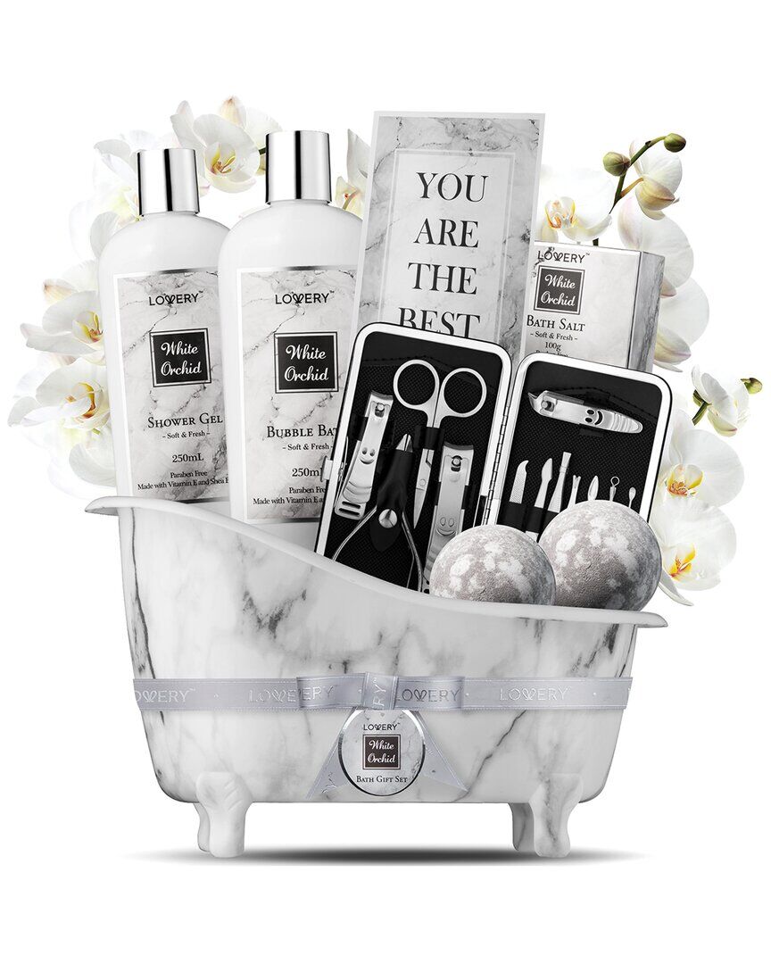 Lovery White Orchid Self Care Bath Gift Basket, 20pc Beauty & Personal Care Kit NoColor NoSize