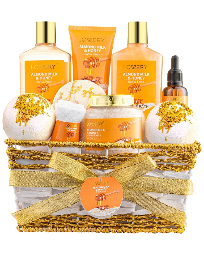 Lovery Almond Milk and Honey Beauty and Personal Care Set, 10pc Bath Pampering Orange NoSize