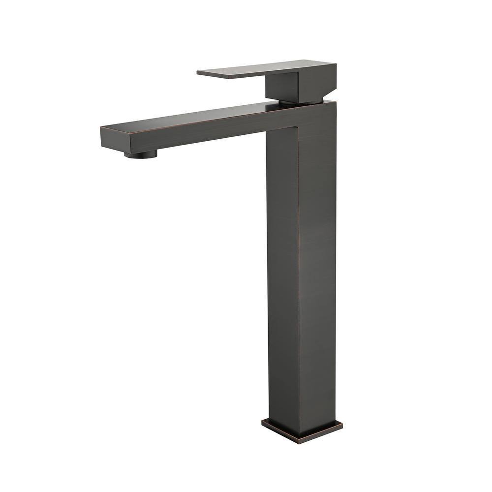 WOWOW Single Handle Single Hole High Arc Bathroom Faucet with Supply Line Included in Oil Rubbed Bronze