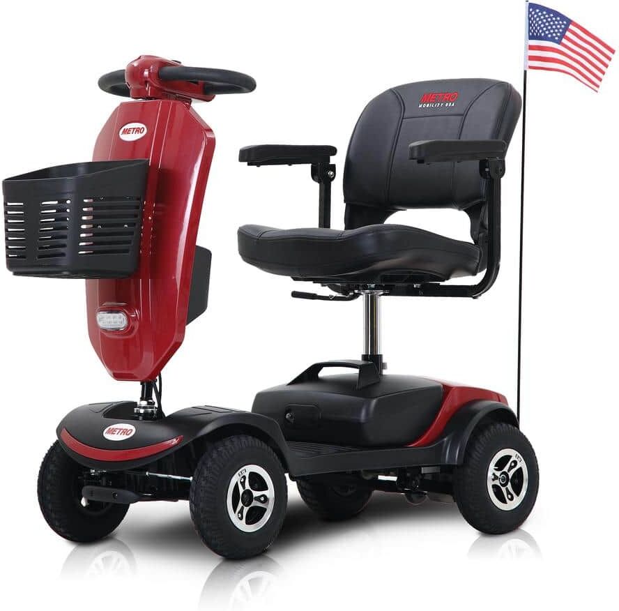 Aoibox Compact 4-Wheel Mobility Scooter in Red