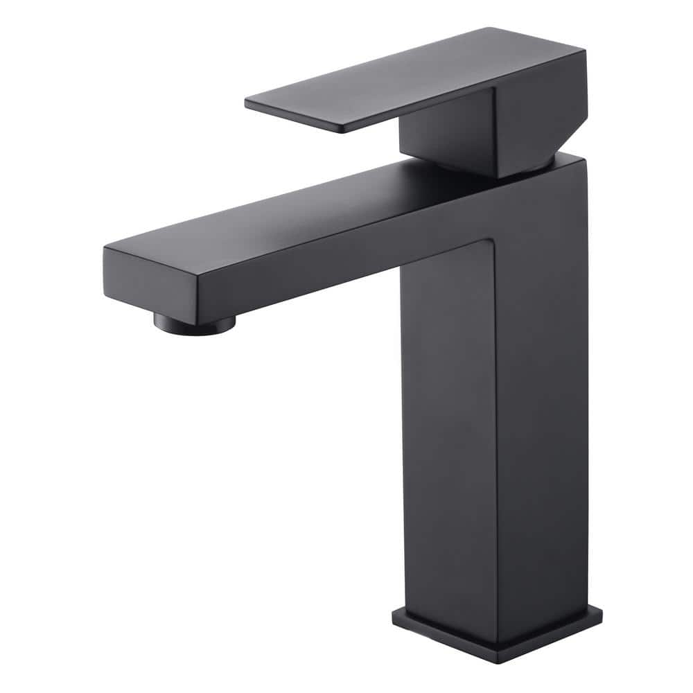 SUMERAIN Contemporary Single Handle Single Hole Bathroom Faucet with Supply Hose in Matte Black(1 Size)
