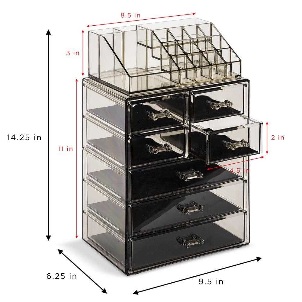 Sorbus Black Clear Makeup Organizer