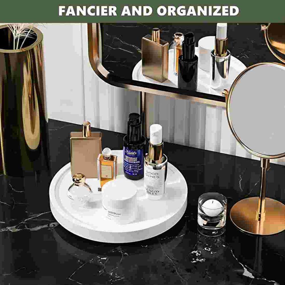 Dyiom Turntable Vanity Tray 10 Inch for Perfume Candle, Bamboo Kitchen Sink Countertop Organizer for Keep Glass