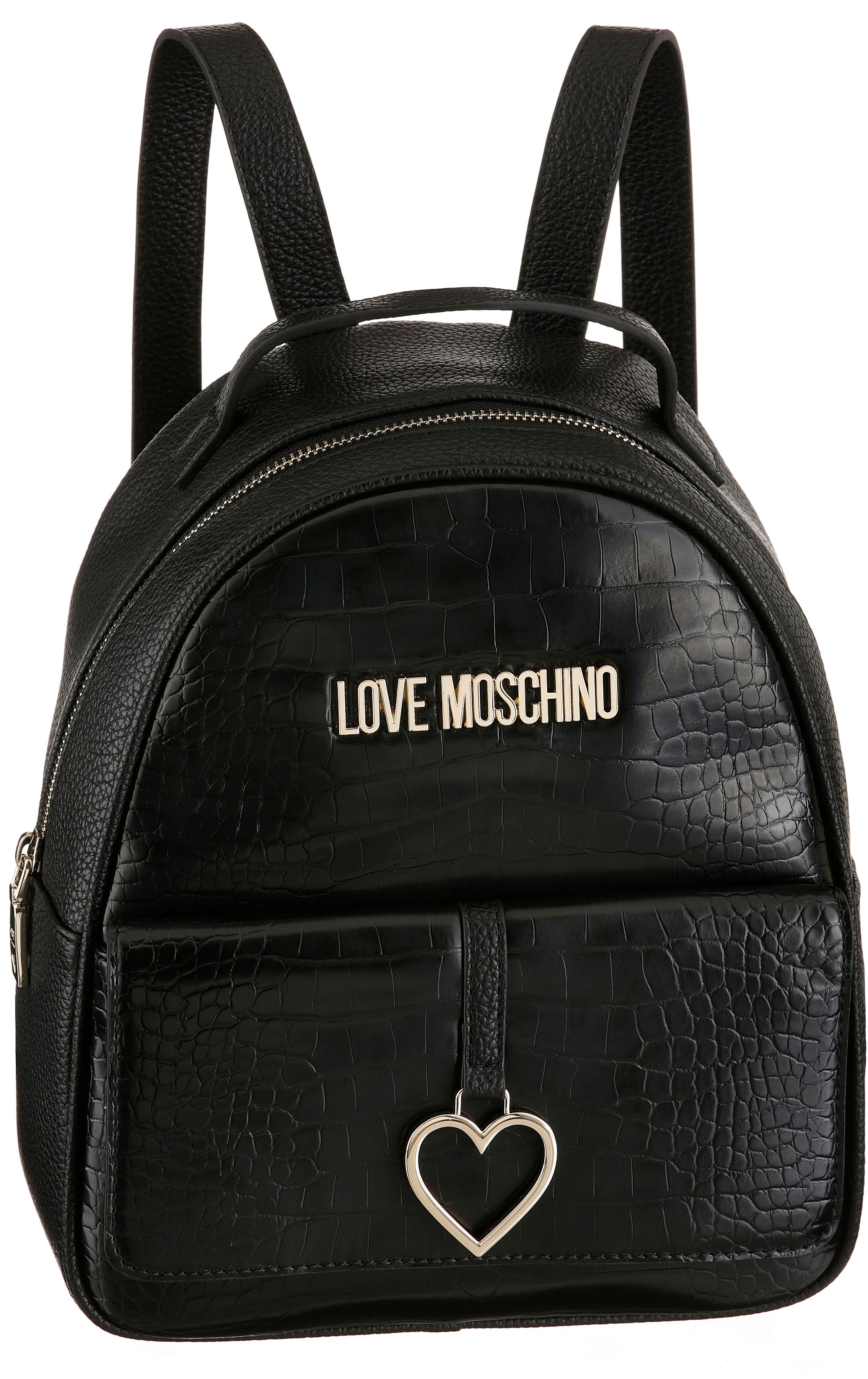 LOVE MOSCHINO Cityrucksack, in modischer Kroko Optik schwarz