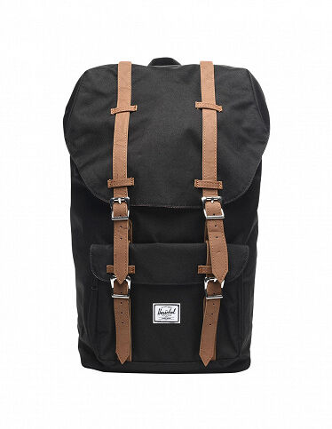 Herschel Computer-Rucksack «Little America» 25 l, schwarz, braune Riemen