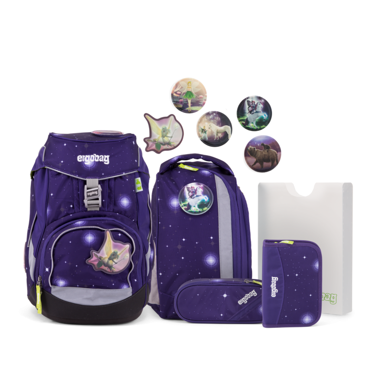 Ergobag Pack Galaxy Glow Edition 6-Teiliges Schulrucksack-Set "Feenzaubär" Er...