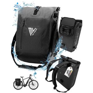 Mivelo - 3 In 1 Fahrradtasche - Rucksack - Schultertasche 100% Wasserdicht, Mit - Akzeptabel Carbon 20L