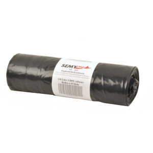 LDPE Zugband- Kehrichtsäcke, schwarz, 110 Liter, Maße: 700 x 1000 mm, 1 Karton = 12 Rollen à 10 Stück