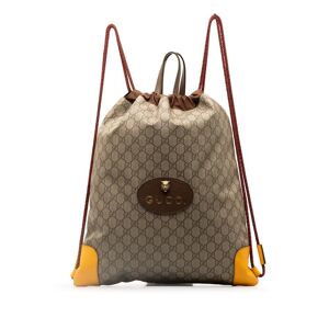 Pre-owned Gucci GG Supreme Neo Vintage Drawstring Backpack Brown