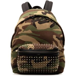 Pre-owned Saint Laurent Camouflage Studded Backpack Green