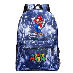 Super Mario Rygsæk Multi Character Videospil Skoletaske Rejse Y Lightning Blue