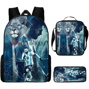 3 stk/ sæt fodboldstjerne Lionel Messi rygsæk elev skoletaske - P2 Only Backpack