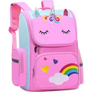 Kid vattentät barn skolväska Tecknad 3D Unicorn bokväska Pink Large