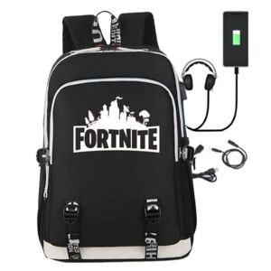 Best Trade rygsæk Fortnite - vandtæt skoletaske med USB og hovedtelefonstik Black