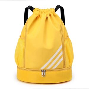 JIUSAIRUI Sportsrygsække fodbold snoretræk taske trække snor rygsæk gym rygsæk Muti lommer til rejser vandreture Yellow