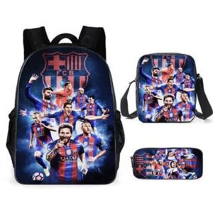 3 stk/sæt fodboldstjerne Lionel Messi rygsæk elev skoletaske Y pencil case