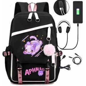 Aphmau rygsæk børne rygsække rygsæk med USB stik 1 stk sort 3