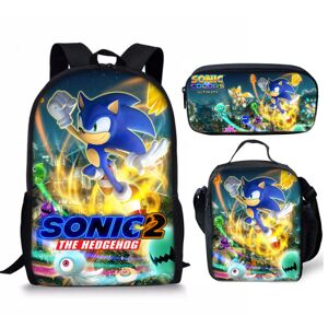 Sonic 2 elev skolväska Barn måltid väska pennväska tre dele sæt Sonic rygsæk 1 sæt