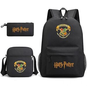 Børne Harry Potter tredelt skoletaske trykt udendørs rygsæk med stor kapacitet#1 black