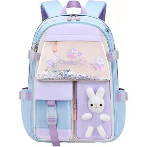 Bunny-rygsæk, Kawaii Bunny-rygsæk til piger, vandtæt Kawaii-bogtaske med stor kapacitet til klasse 1-6 (blå, stor)