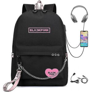 Blackpink Rygsæk Usb Genopladelig Rygsæk Student Skoletaske