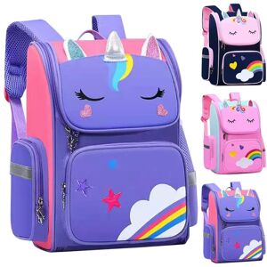 Vandtæt børne skoletaske tegneserie 3D Unicorn bogtaske purple Large