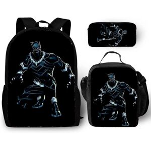 Harajuku Classic Black Panther 3 stk/sæt Rygsæk 3d Print Skoleelev Bogtaske Anime Laptop Dagspose Madpose Penalhus 5