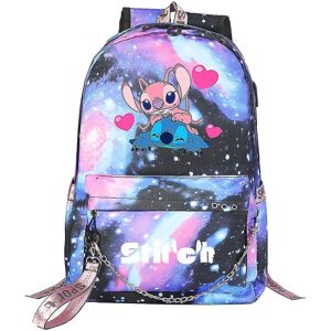 Lilo And Stitch Rygsæk Med Usb Port - Canvas Bogtaske Rygsæk Til Studerende - Skoletaske Til Drenge Piger - Rejse Mochilas