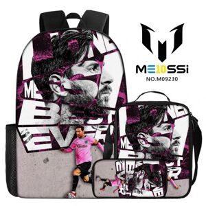 3-delt sæt fodboldstjerne Messi perifere rygsække, skoletasker til folkeskole- og gymnasieelever, digital print campus rygsække style 10