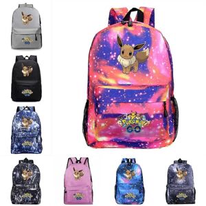 FMYSJ Anime Pokmon Eevee Print Student Skoletaske tegneserietasker Unisex rygsæk (FMY) Starry sky blue