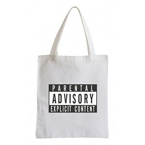 Pixxprint Pixxp/J. Roxx Parental Advisory Explicit Content Fun Jute Bag Sports Bag – White