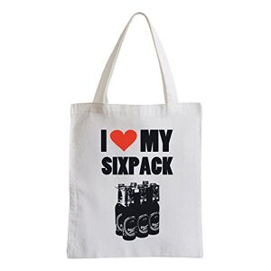 Pixxprint Pixxp/I Love My Six Pack Beer Fun Jute Bag Sports Bag – White